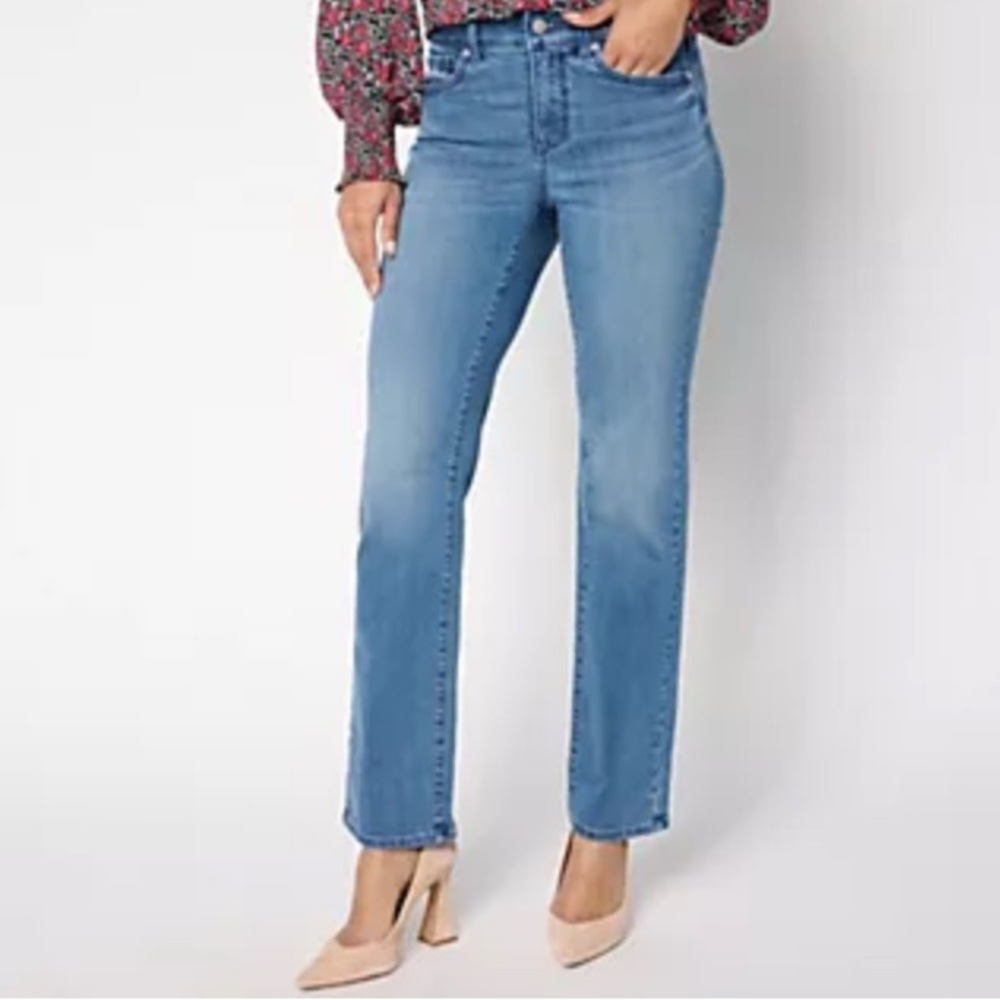 NYDJ Sure Stretch Marilyn Straight Leg Jean Size 12 Blue Island